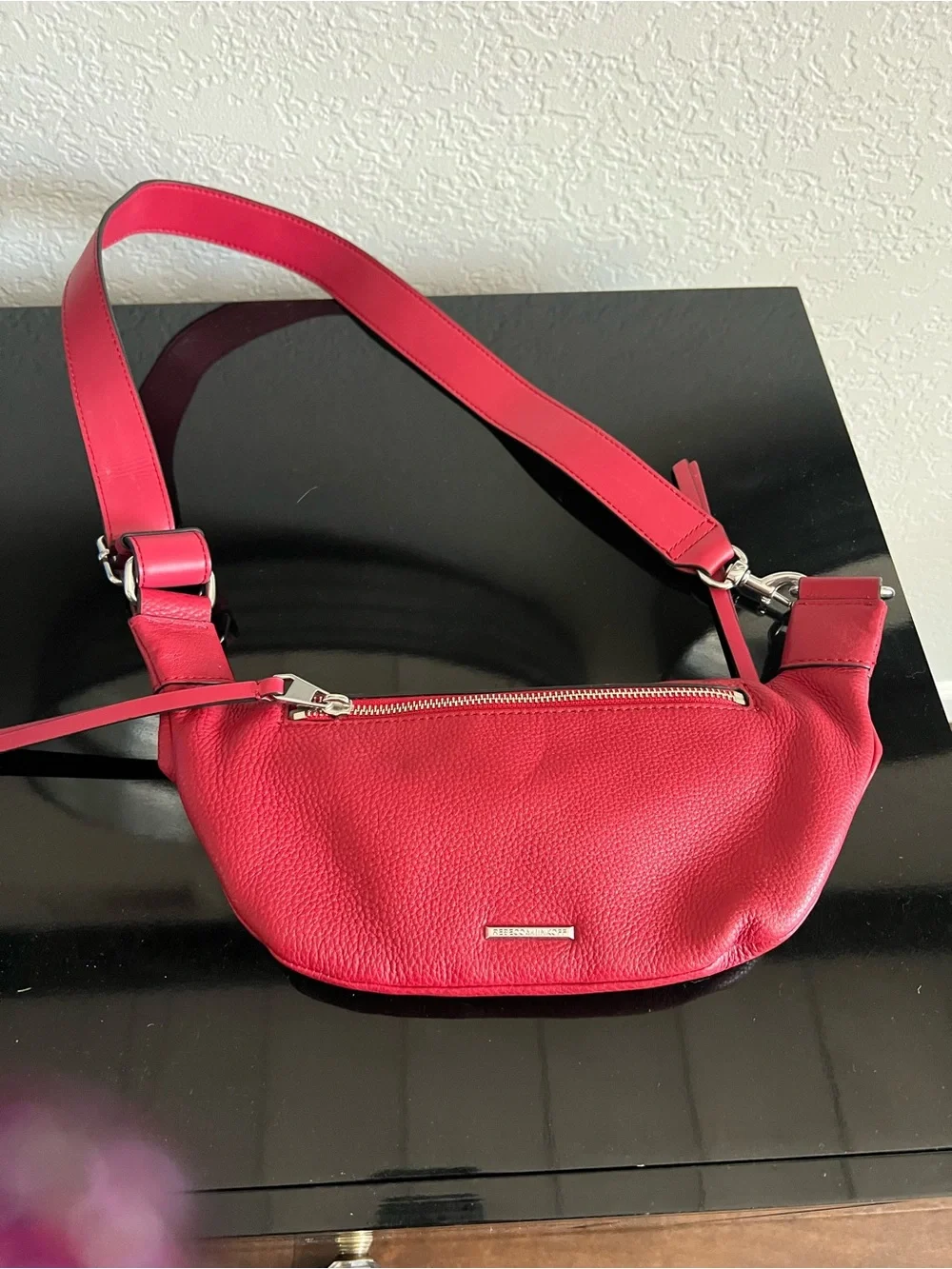 Rebecca Minkoff Hot Pink Pebbled Leather Crossbody Belt Bag